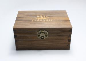 China Retro Vintage Handmade Wooden Jewelry Box , Pine Unfinished Wood Box with dark wood color wholesale