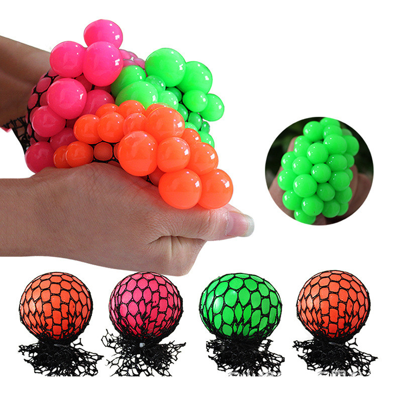 Bead Water Walking Ball Rubber Squeeze Grape Ball Toy Mesh Squishy Ball 5cm 6cm for sale