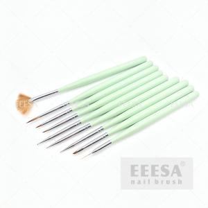 China Mint Green Nail Brush Set DIY Nail Art Dotting Tool  Fan Shape Soft Hair wholesale