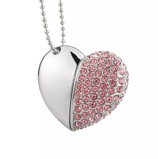 Customized Design Aluminium Diamond Heart Shape Jewelry USB flash drive 2Gb 2.0 for sale