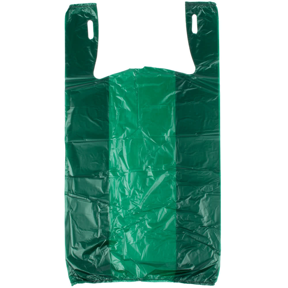 China Green Color Grocery Shopping Bags , Plastic Tee Shirt Bags Environmental Friendly wholesale