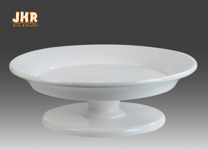 China Footed Glossy White Fiberglass Centerpiece Table Vases Flower Serving Bowl wholesale