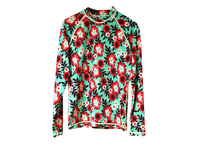 China Scuba Womens Rash Guard Shirt Flower Pattern For Diving Surfing Swimming wholesale