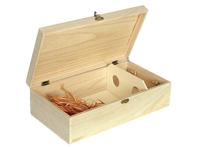 China Custom Solid Wood Wine Gift Box , Double Wooden Wine Box With Metal Lock wholesale