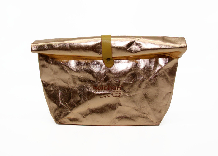 China OEM New Design Rose Makeup Cosmetic Bag Gold Kraft Cosmetic Bag Metal Button Closing wholesale