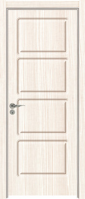China Fir Wood Skeleton PVC Coated Internal Doors , Frame Peephole PVC Bedroom Doors wholesale
