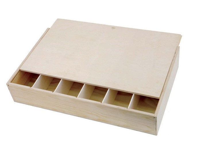 China Handmade 6 Bottle Wooden Wine Box , Personalized Pine Wood Craft Box With Lid wholesale