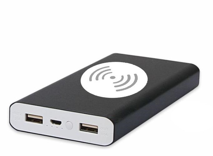 Customized Logo Aluminum 12000mAh Dual USB QI Wireless Fast Charging Power Bank for sale