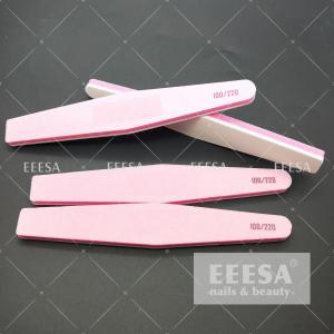 China Pink White Nail File Buffer Shine  Half Moon For Manicure  Pedicure wholesale