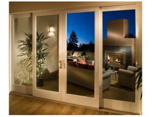 China Glass Wooden Sliding Doors Full Set Four Leaf White Painted for Living Room wholesale