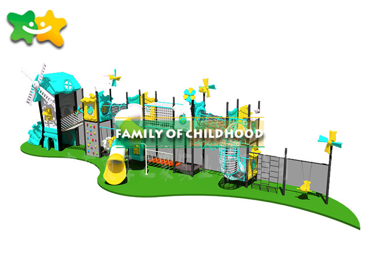 China Fun Outdoor Playhouse With Slide And Swing , Kids Outdoor Climbing Equipment Frames wholesale