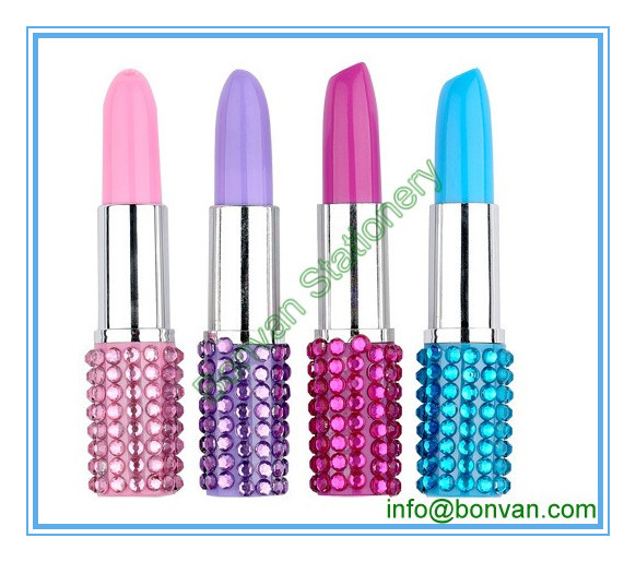 China plastic lipstick pen, lipstick style promotional ball pen wholesale