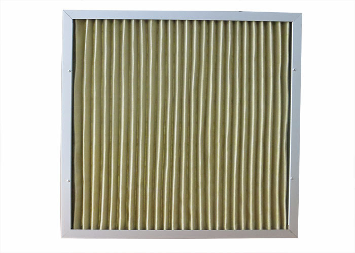 China 400 Degree Mini Pleated Air Filters Yellow Color High Dirty Capacity wholesale