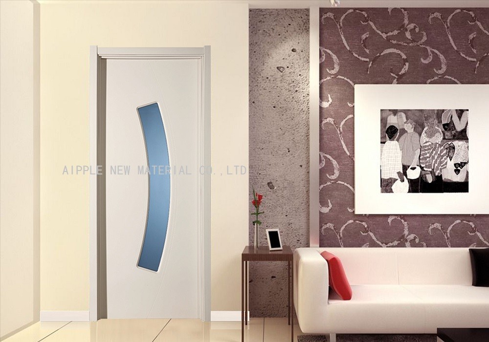 China Toliet Glass Plastic Coated Interior Doors , MDF Insulated Internal Door wholesale