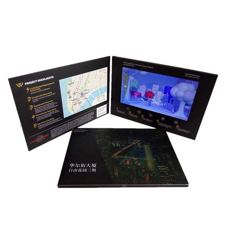 China LCD video brochure and video card for advertising, lcd video greeting card, video brochure card wholesale