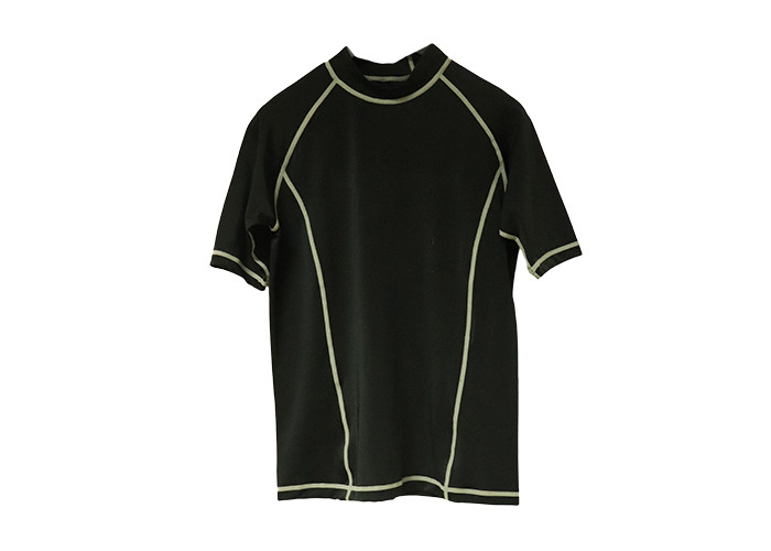 China Black Short Sleeve Rash Guard swim Shirt , Sgs Listed Uv Rash Guard Clothing  wholesale