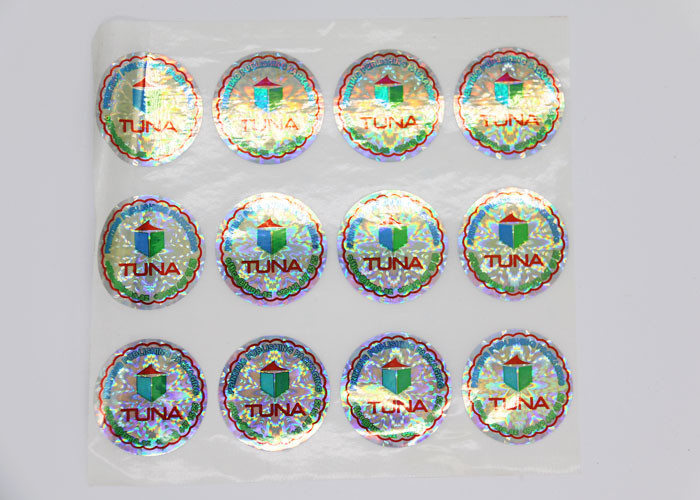 China Shining Tuna Food Laser Label Sticker , Die Cut Shape Self Adhesive Laser Labels wholesale