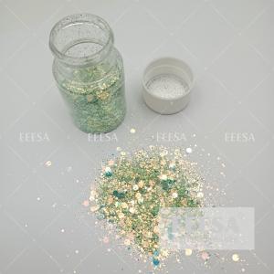 China Green Colorful Grow Reflective Holographic Spring Nail Art Powder Glitter wholesale