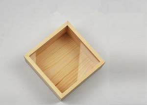 China Small Brown Handmade Wooden Boxes , Bamboo Wood Box With Clear Sliding Lid wholesale