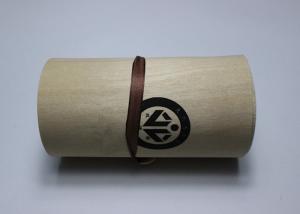 China Decorative Cylindrical Shape Balsa Wood Box With Black Screen Painting Logo wholesale