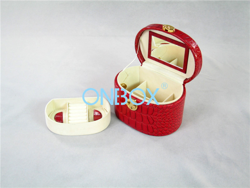 Buy cheap Ladies Crocodiles PU Jewelry Storage Boxes Inside Top Mirror For Travel from wholesalers