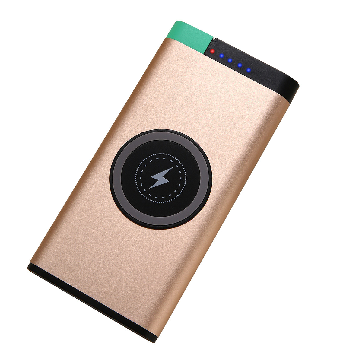 High Quality Gold Color 10000mAh Polymer Battery QI Wireless Charger Power Bank for sale