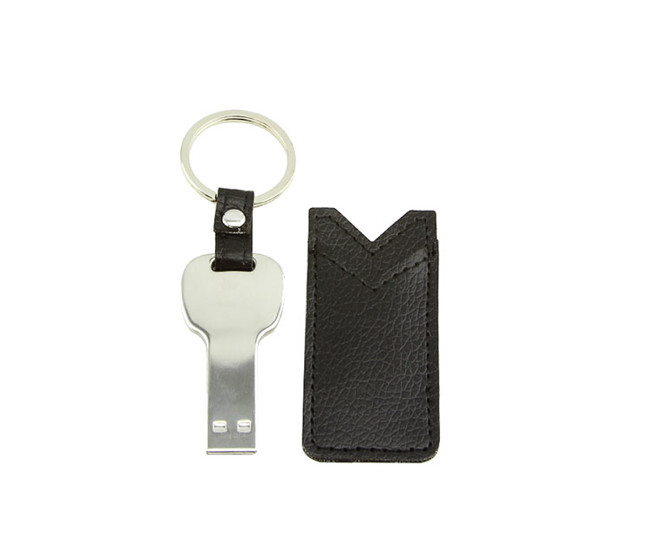 China Key Shape Metal Leather USB Fl 64Gb Pendrive 32Gb U Disk Waterproof Usb 2.0 Memory wholesale