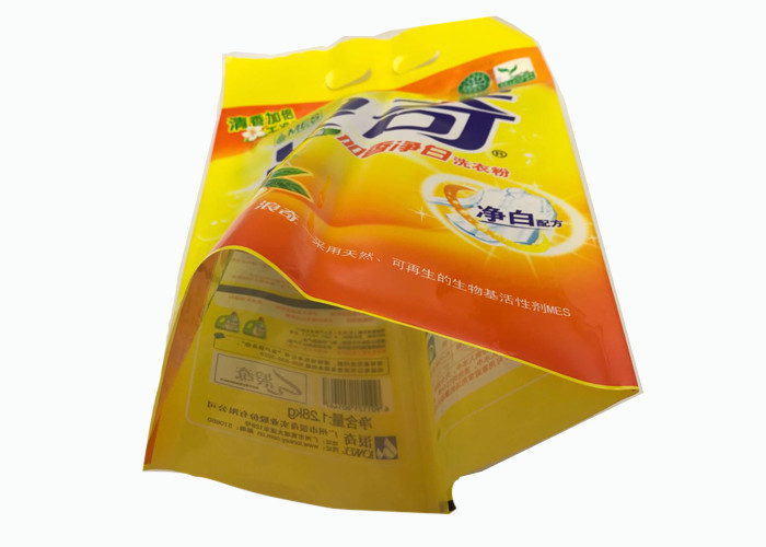 China Durable PET 1.28KG Washing Powder 3 Side Seal Pouch With 2 Hole Handles wholesale