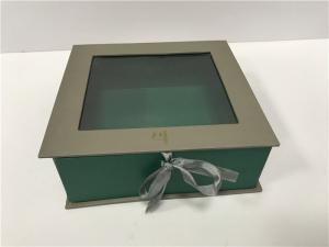 China Emerald Beauty Gift Box With Ribbon , Gift Box With Window Lid For Luxurious Gift wholesale