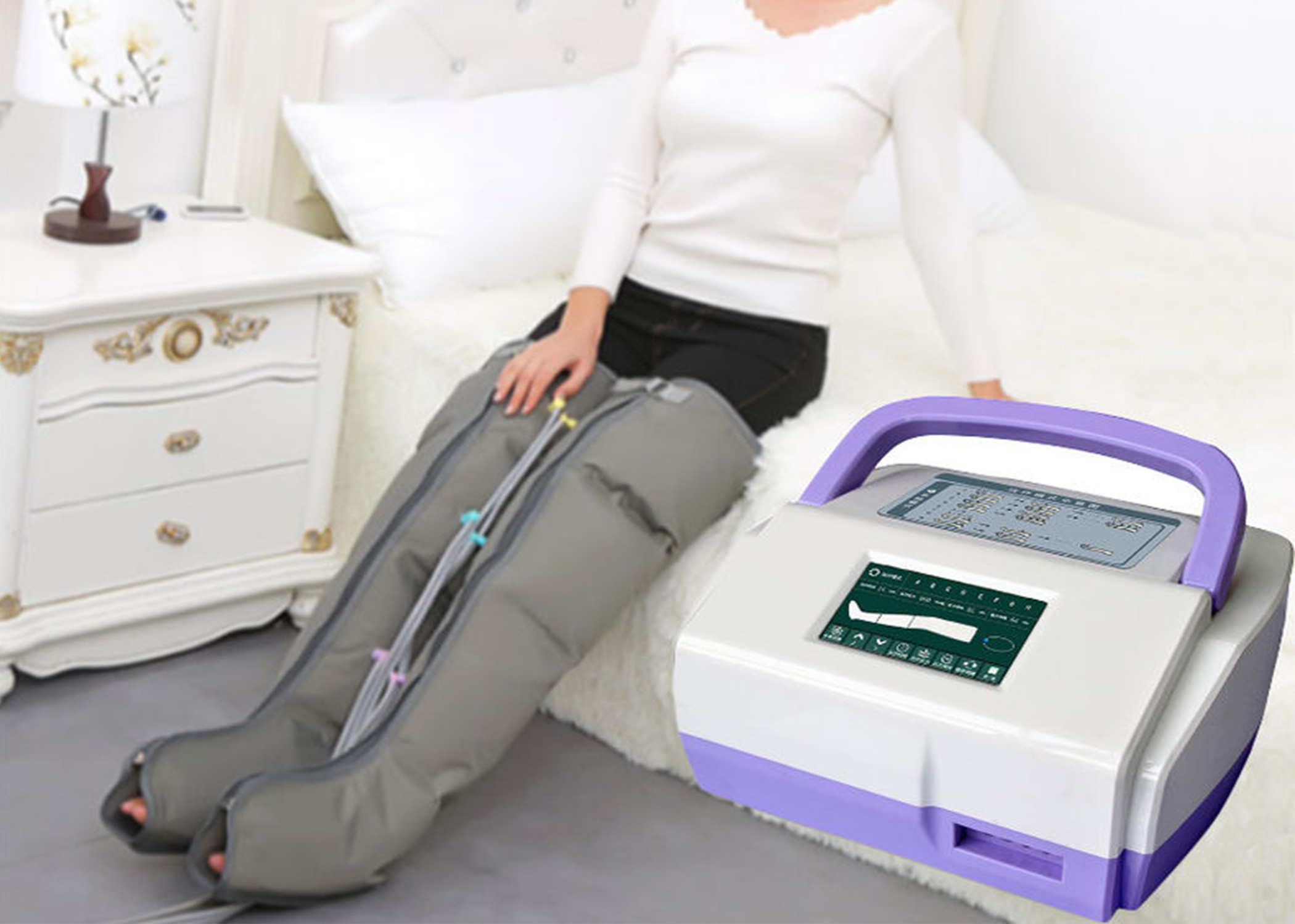 China Sequential Inflatable Leg Massager , Blood Circulation Long Boot Air Massager wholesale