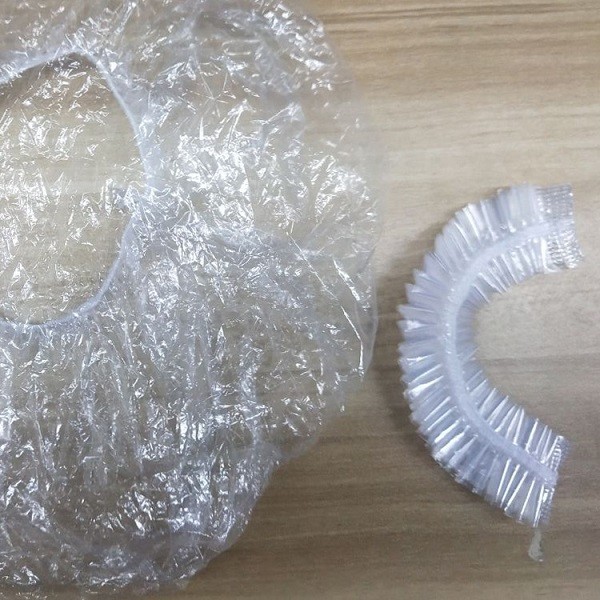 Buy cheap PE Plastic Transparent Disposable Head Cap Waterproof Salon Hair Dry Processing from wholesalers