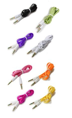 3.5mm Male M/M Stereo Audio AUX Auxiliary Flat Noodle Cable Cord PC iPod MP3 CAR for sale