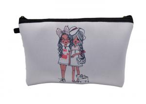 China Promotional Girls Cosmetic Storage Bags Printed Fashion Style In White Color wholesale
