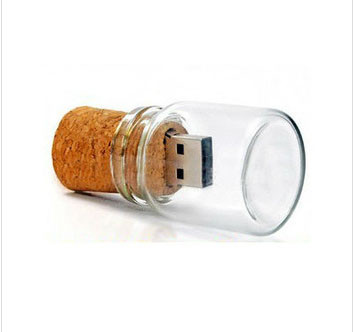 Creative promotional Crystal Message bottle glass jar usb flash drive dp304 for sale