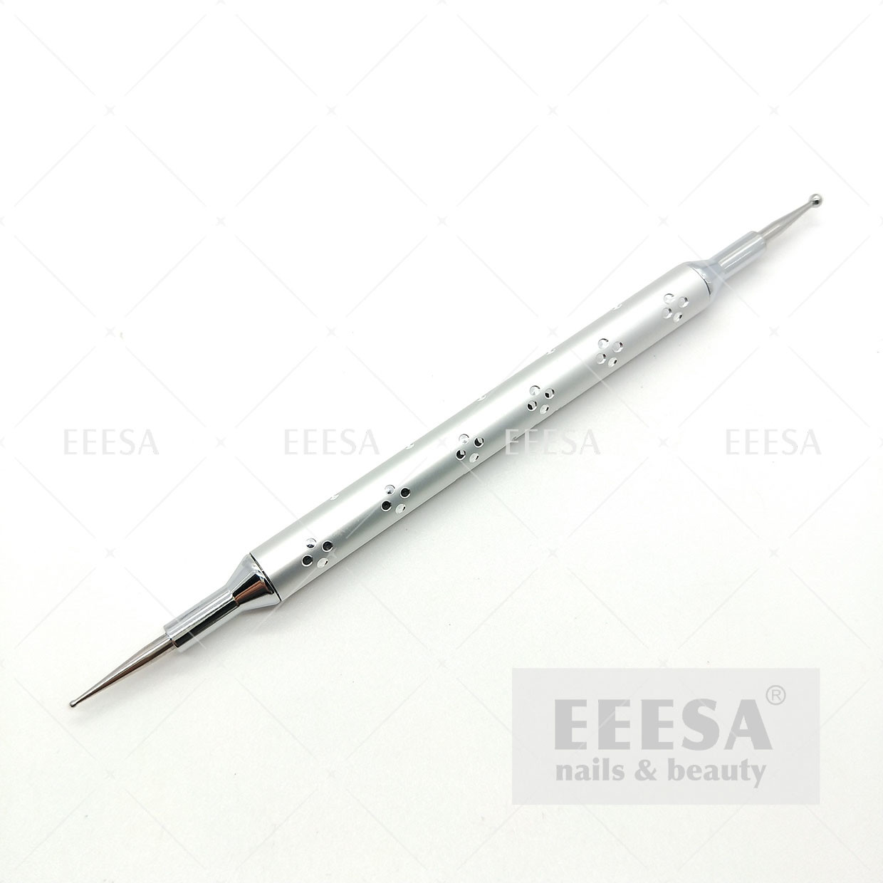 China Beautiful Silver Nail Art Dotting Pen With Engraved Pattern Handle wholesale