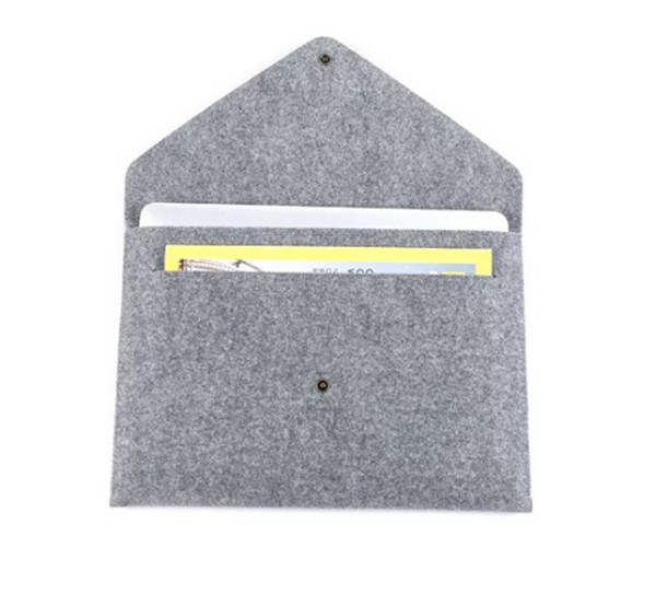 China Hot selling unique design gray OEM design folder shape laptop felt bag. size IS a4. 3mm microfiber material wholesale
