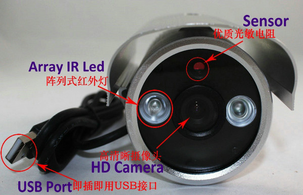 China K908 Double Lamp Array IR LED Night Vision Waterproof CCTV Surveillance TF Card DVR Camera wholesale