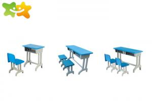 China Primary Kindergarten School Furniture Single Double Desk Chair Set Blue Color wholesale