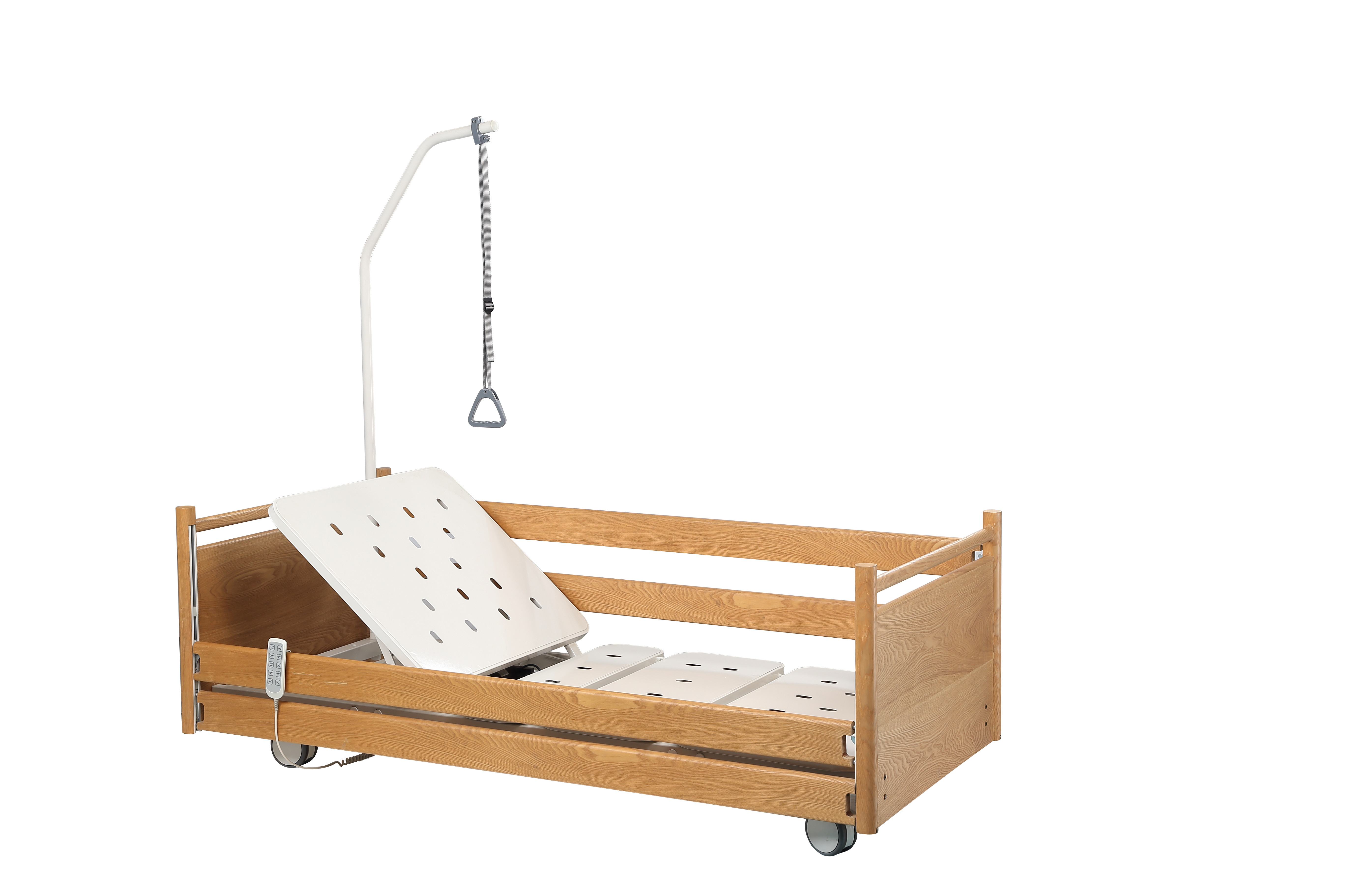 China 2190 * 970 * 300 - 760mm Home Care Bed For Paralysis Patient Wooden Handrails wholesale