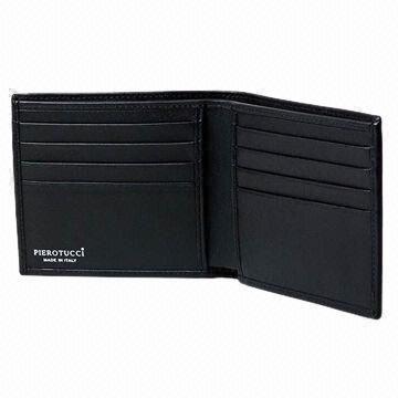 China Men's Bi-fold Wallet, Made of PU or Real Leather on sale