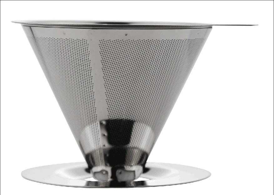 China Double Layer Mesh Stainless Steel Coffee Filter Cone For 2  Cups , 85mm Height wholesale