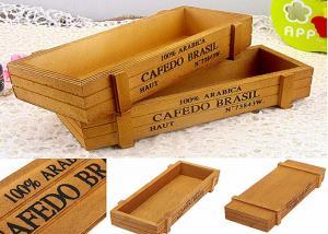 China Printing Color Wooden Crate Gift Box , Custom Wooden Packaging Box Without Lid Wood Tray wholesale