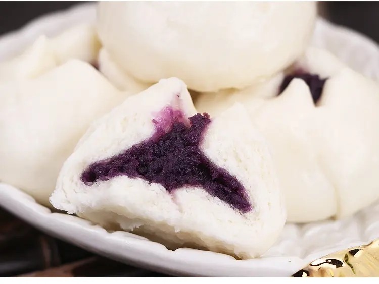 Wholesale Delicious Frozen Food With Chinese Characteristics Purple Sweet Potato Flavor Steamed Bun Wheat Flour Food for sale