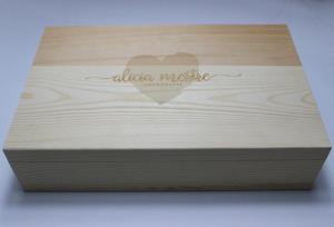 China Pine Wooden Crate Large Wedding Gift Box Natural Color With Engraved Logo wholesale