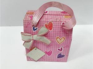 China Ribbon / Bow Cardboard Storage Box , Pink Custom Cardboard Boxes With Handle wholesale