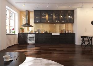 China Solid Wood Modern Kitchen Cabinets 18mm MFC Borad Aluminium Profile Handle wholesale
