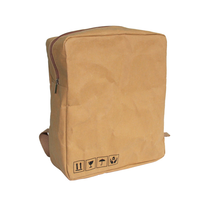 China Carrying Washable Paper Backpack Simple Design Brown Kraft Paper Backpack wholesale