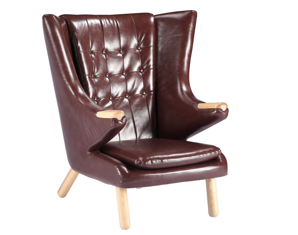 China Living Room Leather Lounge Chair / Papa Bear Chair Soft Feeling With Ottoman wholesale