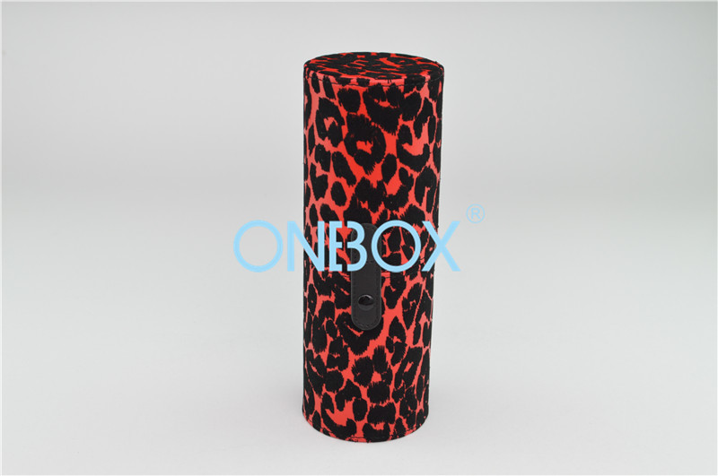 China Eco Friendly Luxury Cosmetic Box / Leopard Print PU Tube Case Fashion Handy Cosmetic Gift Box wholesale