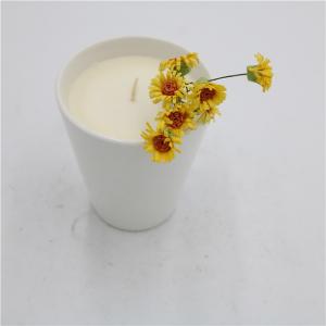 China 6oz Simple White Nature Ceramic Soy Candle Aromatherapy Jar Candle on sale
